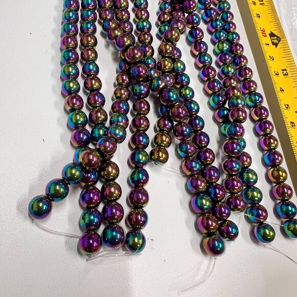 10 Pcs 8mm Round Multicolored Hematite Gemstone Beads for DIY Jewelry Making 16" - Picture 6 of 8